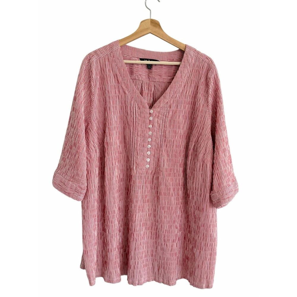Ulla Popken Womens Oversized Striped Tunic Top Size 24/26 Lagen Coastal Grandma